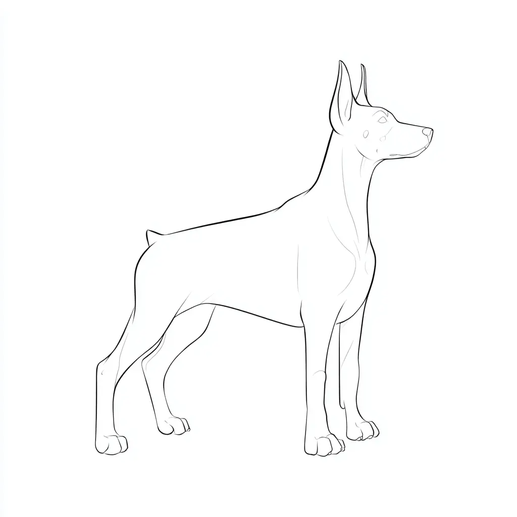 Dibujo de contorno de perfil de dóberman para colorear Dibujo de contorno de perfil de dóberman para colorear