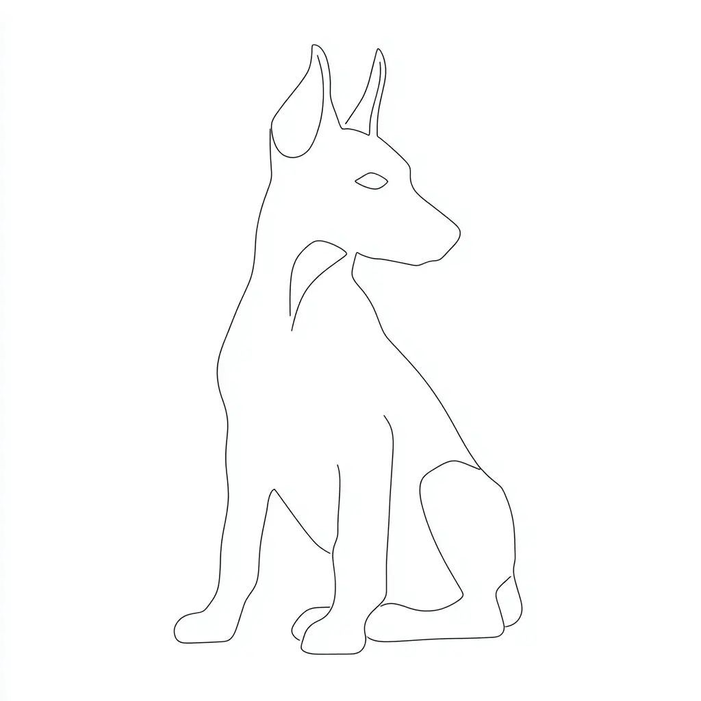 Dibujo de contorno de dóberman sentado para colorear Dibujo de contorno de dóberman sentado para colorear