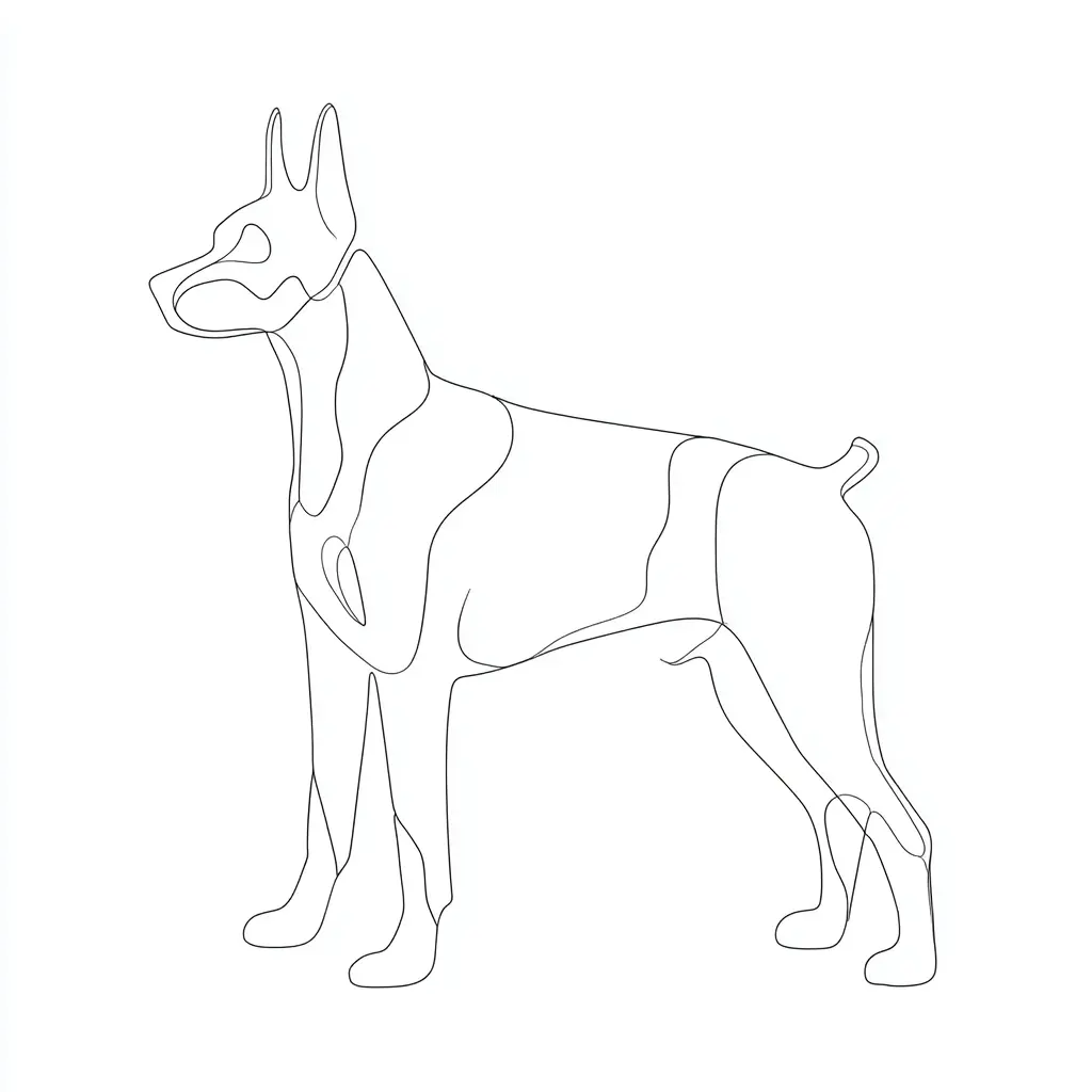 Dibujo de contorno dóberman arte lineal para colorear Dibujo de contorno dóberman arte lineal para colorear