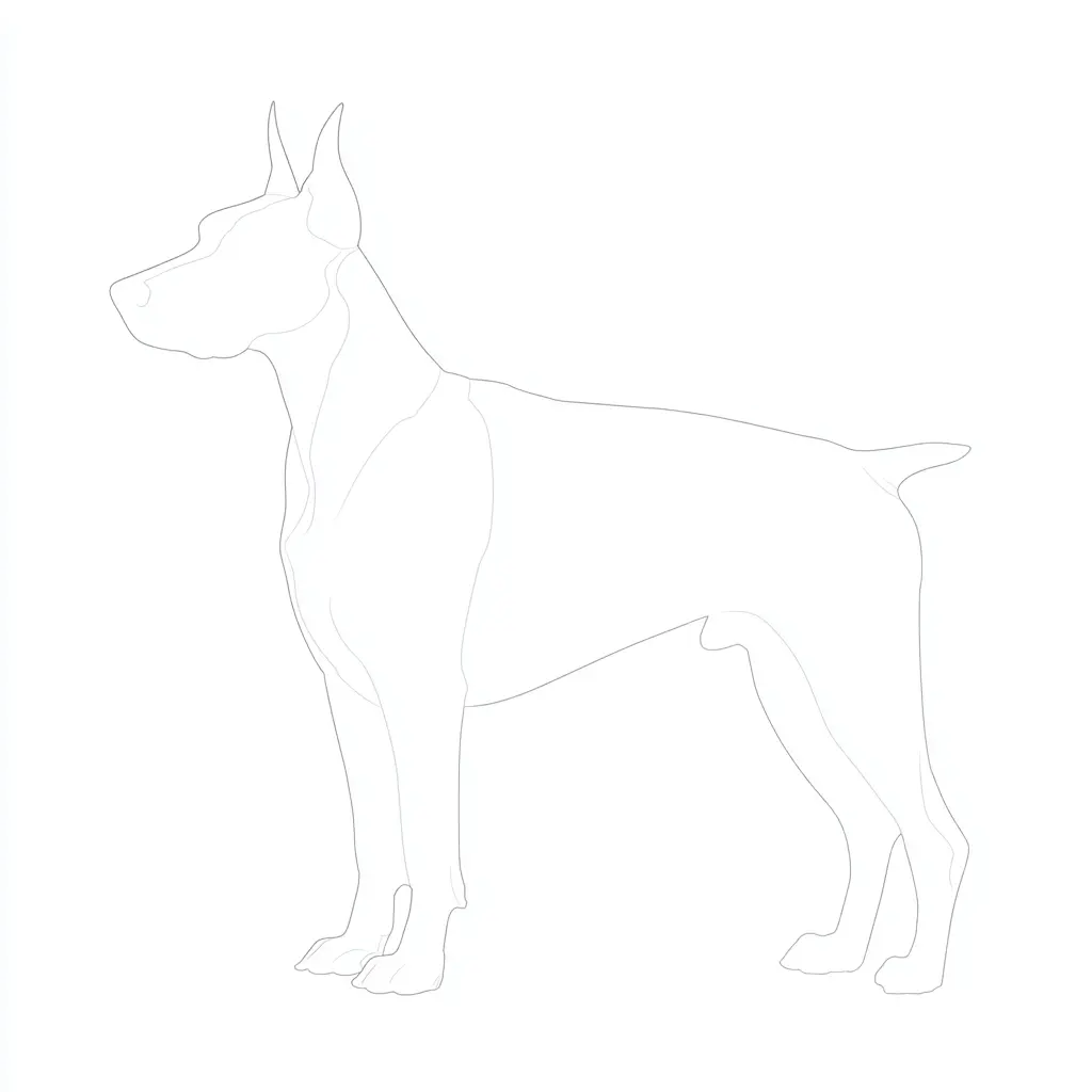 Dibujo de trazo fino de dóberman para colorear Dibujo de trazo fino de dóberman para colorear