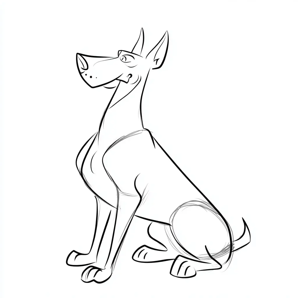 Dibujo de trazos de caricatura de dóberman para colorear Dibujo de trazos de caricatura de dóberman para colorear