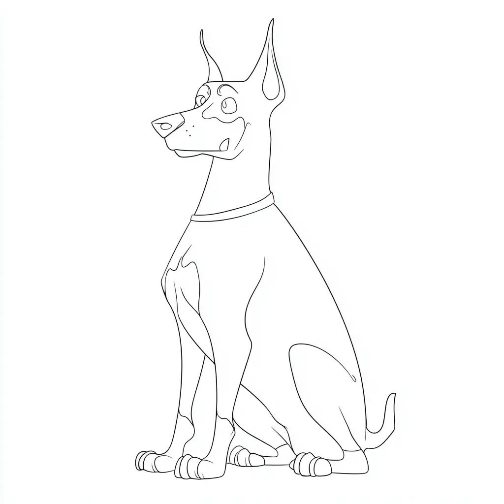 Dibujo de arte lineal de dóberman para colorear Dibujo de arte lineal de dóberman para colorear