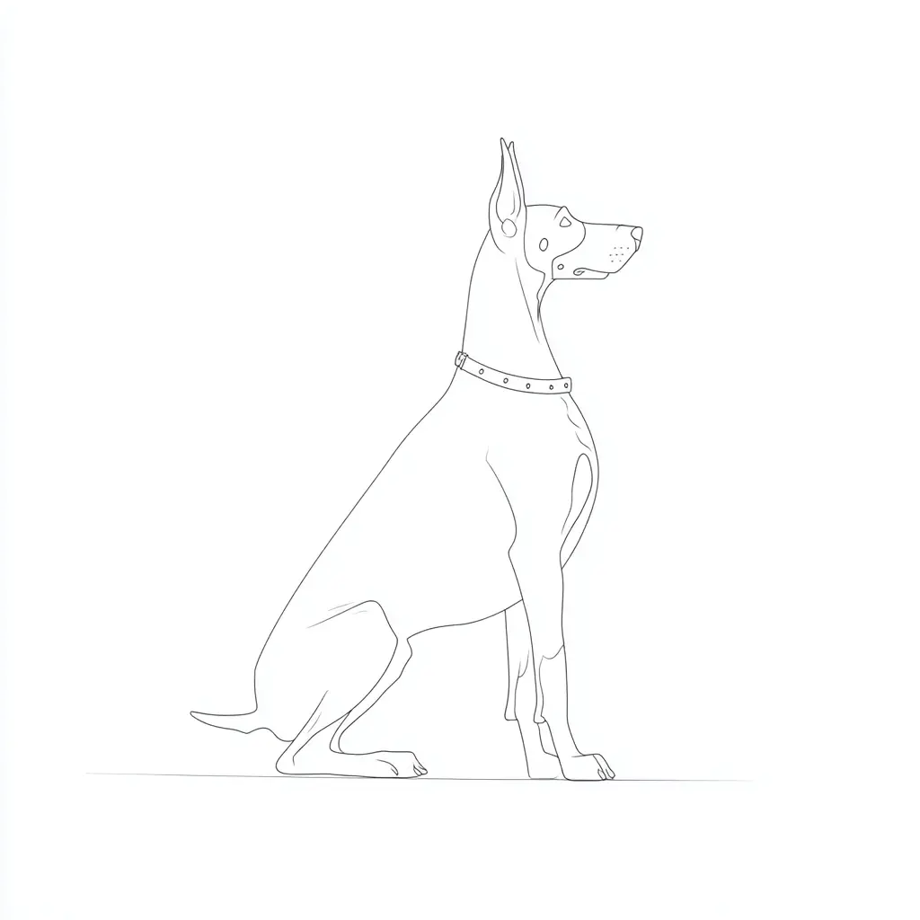 Dibujo de pose distinguido de dóberman para colorear Dibujo de pose distinguido de dóberman para colorear