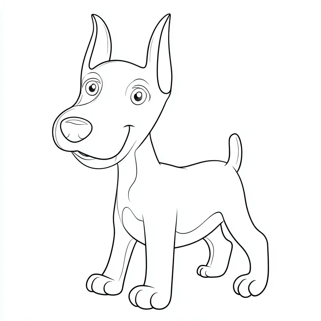 Dibujo de perrito dóberman animado para colorear Dibujo de perrito dóberman animado para colorear
