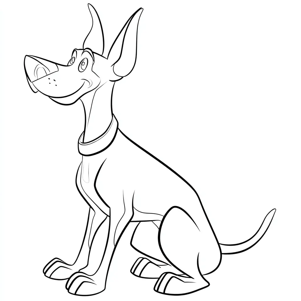 Dibujo de dóberman caricaturesco para colorear Dibujo de dóberman caricaturesco para colorear