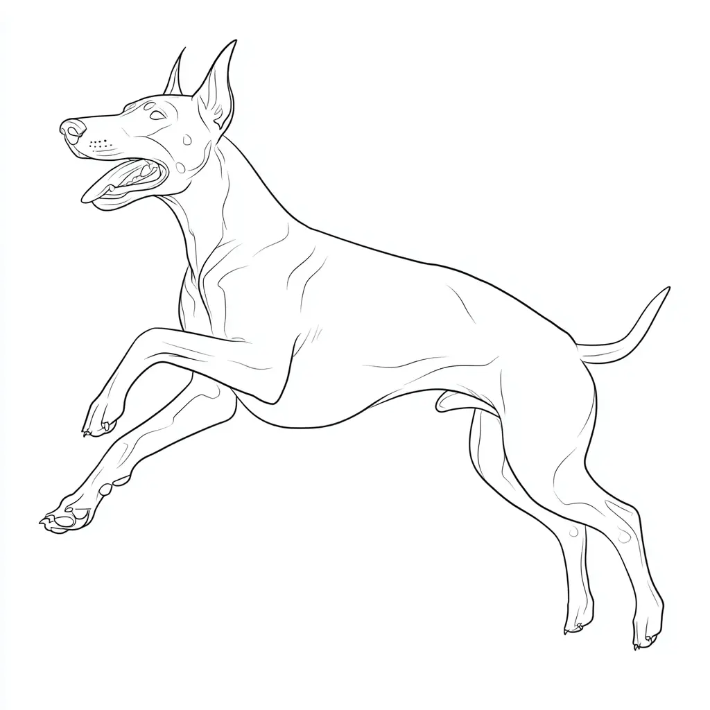Dibujo de figura realista de dóberman para colorear Dibujo de figura realista de dóberman para colorear