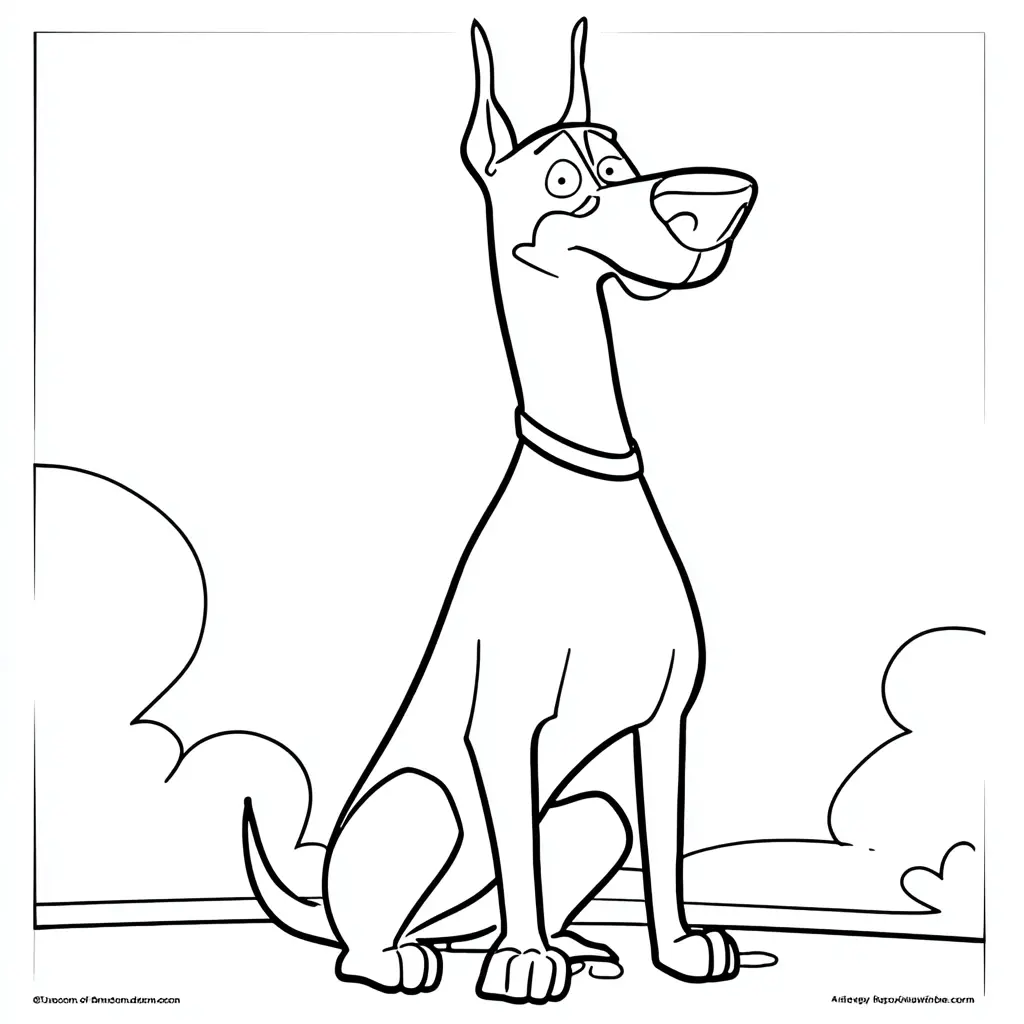 Dibujo de viñeta cartoon de dóberman para colorear Dibujo de viñeta cartoon de dóberman para colorear