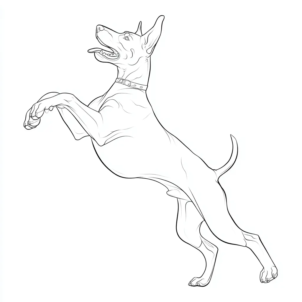 Dibujo de dóberman realista en movimiento para colorear Dibujo de dóberman realista en movimiento para colorear