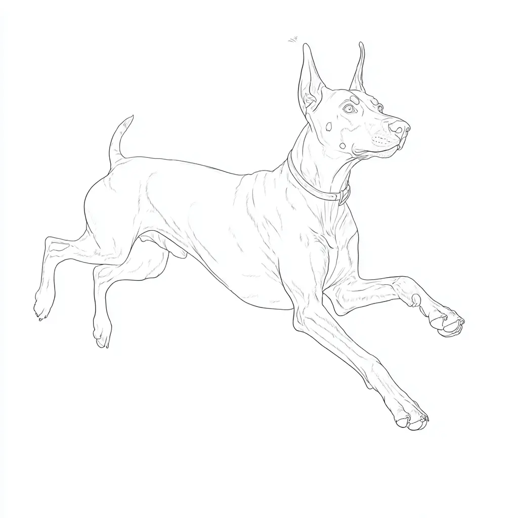 Dibujo de dóberman diseño realista para colorear Dibujo de dóberman diseño realista para colorear