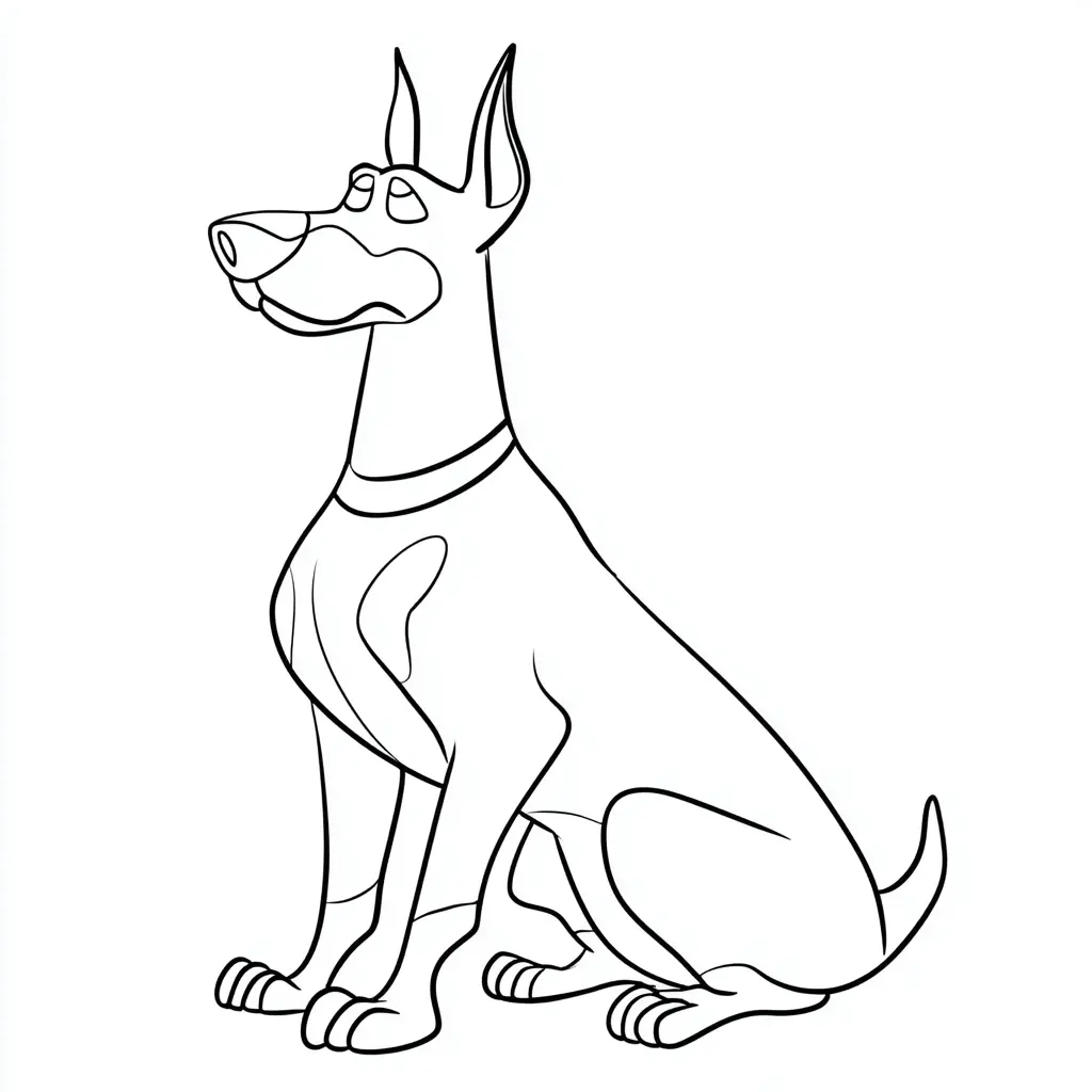Dibujo de dóberman de líneas limpias para colorear Dibujo de dóberman de líneas limpias para colorear