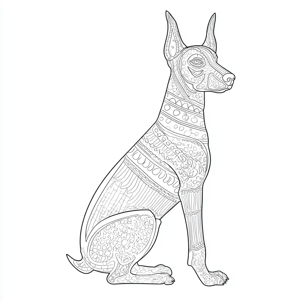 Dibujo de figura decorativa de dóberman para colorear Dibujo de figura decorativa de dóberman para colorear