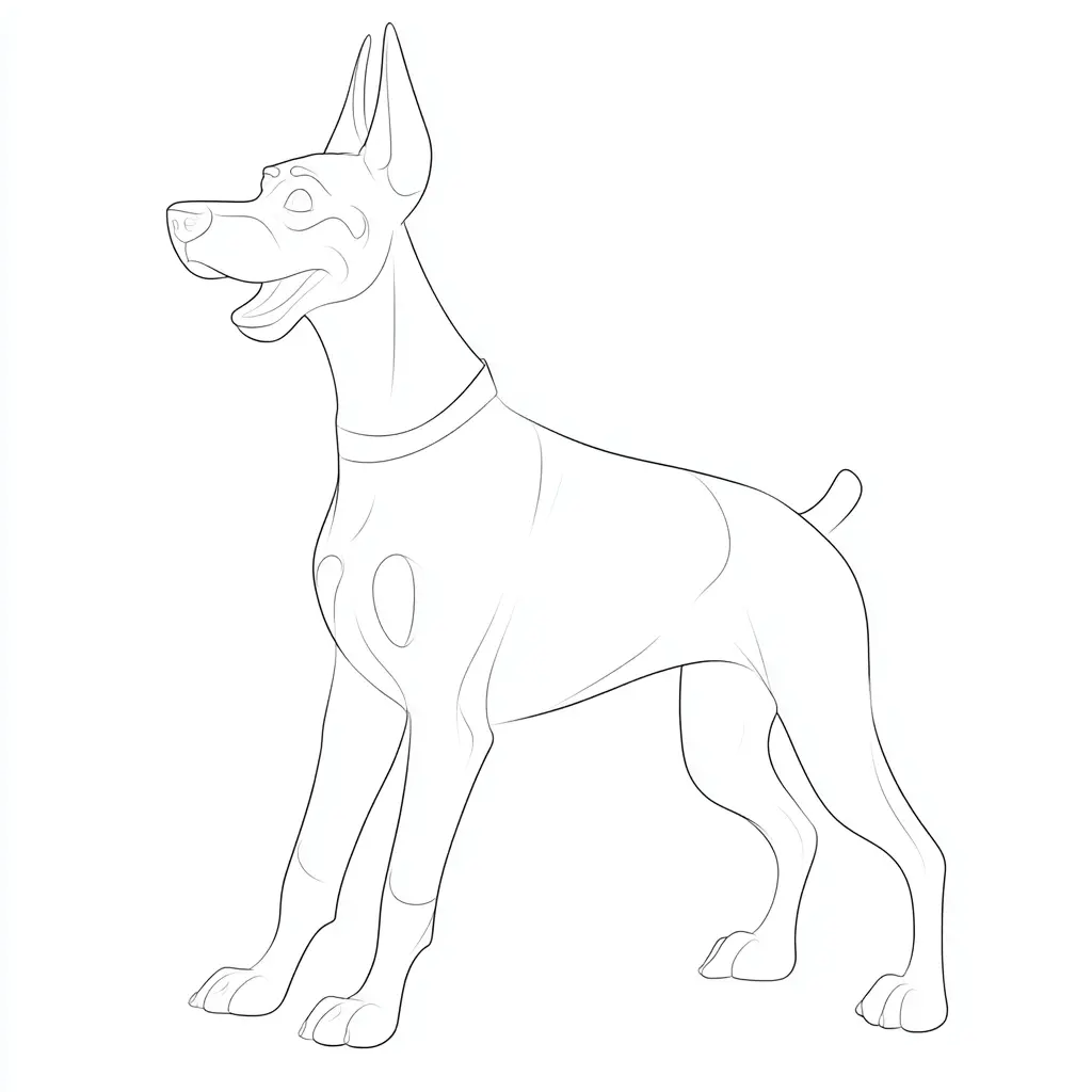 Dibujo de figura simple de dóberman para colorear Dibujo de figura simple de dóberman para colorear