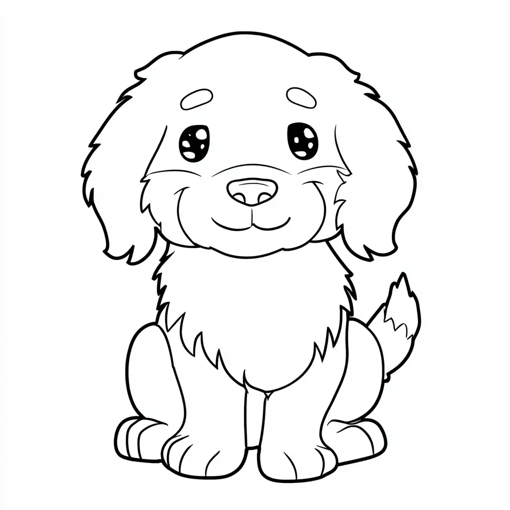 Dibujo de golden retriever estilo chibi para colorear Dibujo de golden retriever estilo chibi para colorear