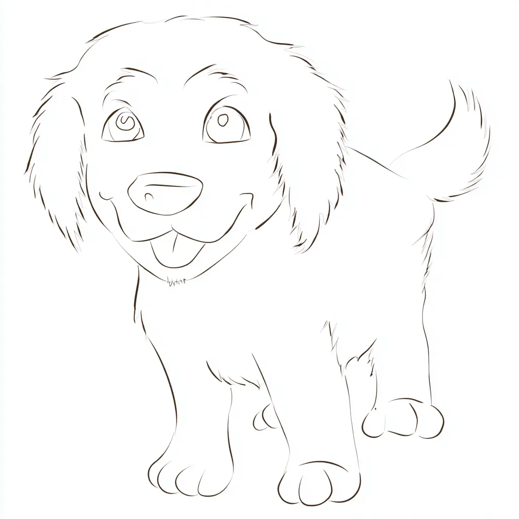 Dibujo de trazo a lápiz de golden retriever para colorear Dibujo de trazo a lápiz de golden retriever para colorear