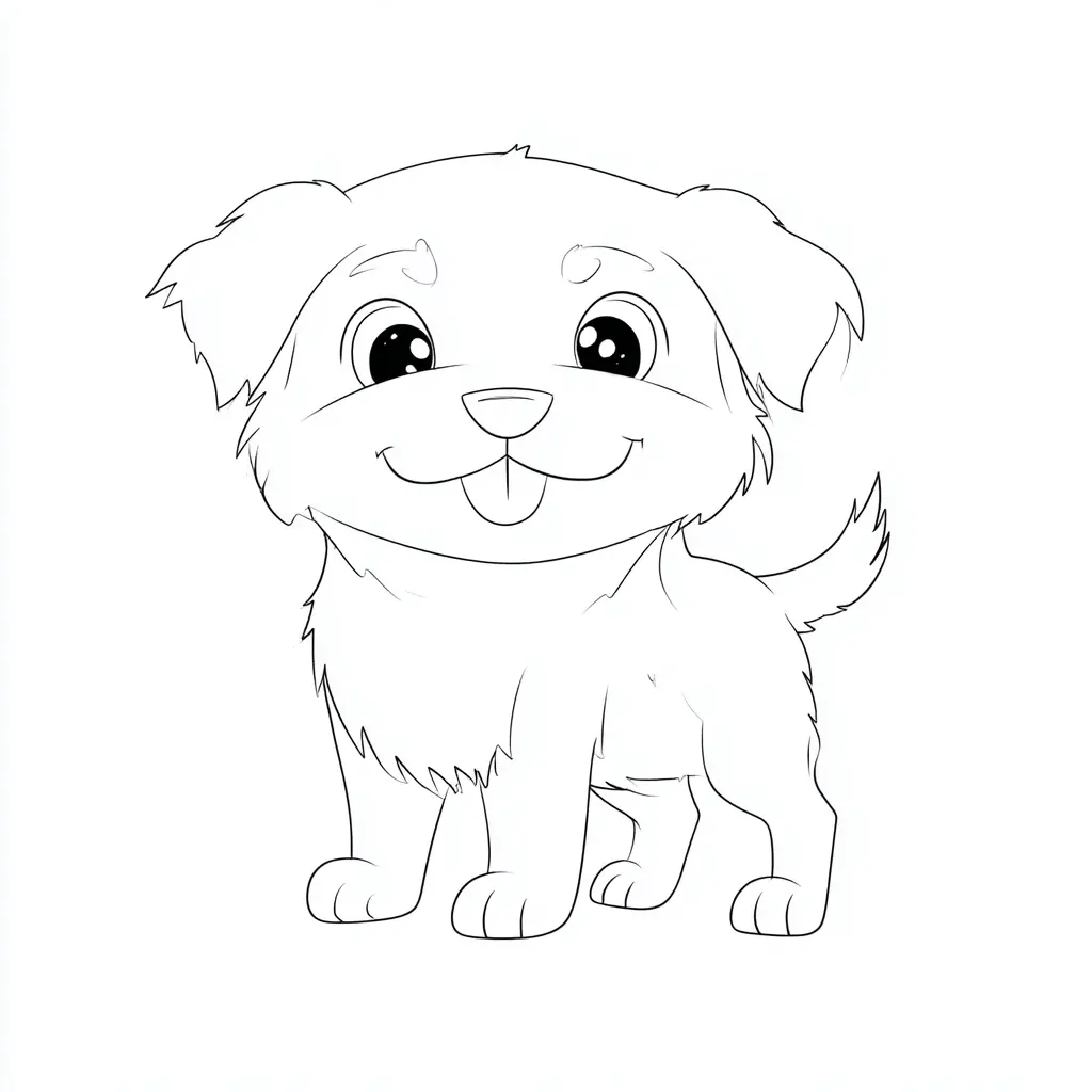 Dibujo de estilo chibi de golden retriever para colorear Dibujo de estilo chibi de golden retriever para colorear