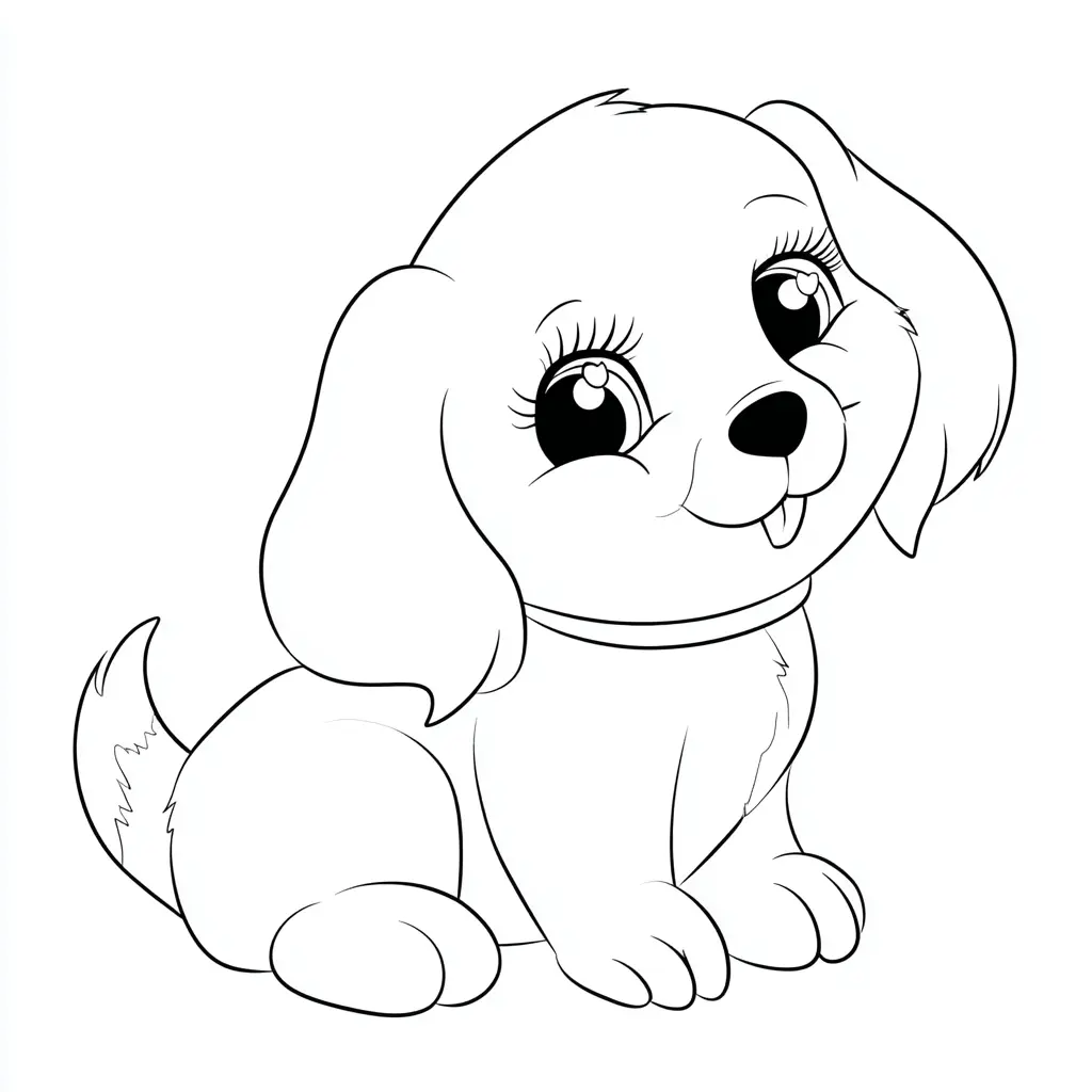 Dibujo de golden retriever estilo kawaii para colorear Dibujo de golden retriever estilo kawaii para colorear