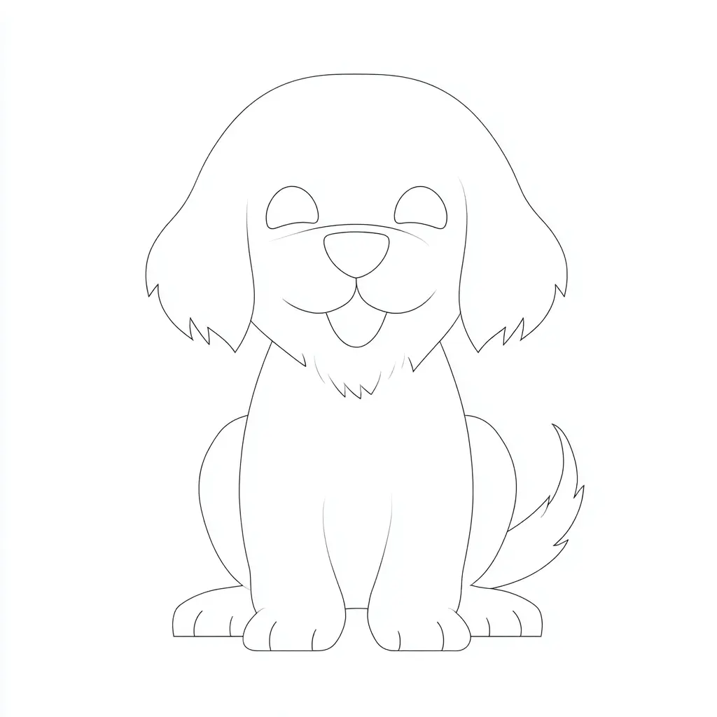 Dibujo de contorno delicado de golden retriever para colorear Dibujo de contorno delicado de golden retriever para colorear