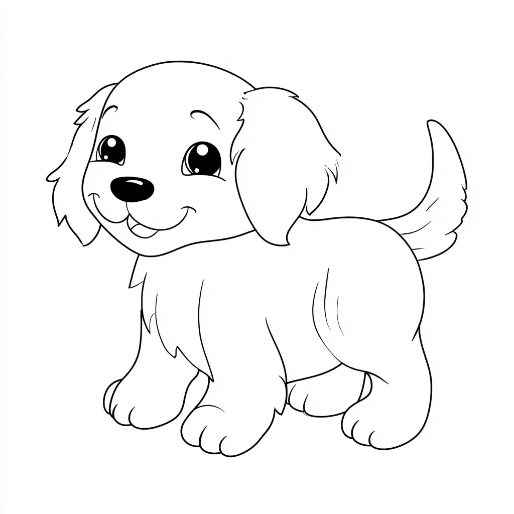 Dibujo de golden retriever kawaii adorable para colorear Dibujo de golden retriever kawaii adorable para colorear