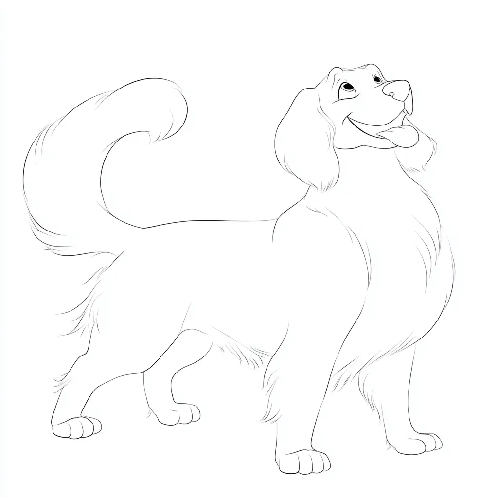 Dibujo de golden retriever fino con pelaje para colorear Dibujo de golden retriever fino con pelaje para colorear