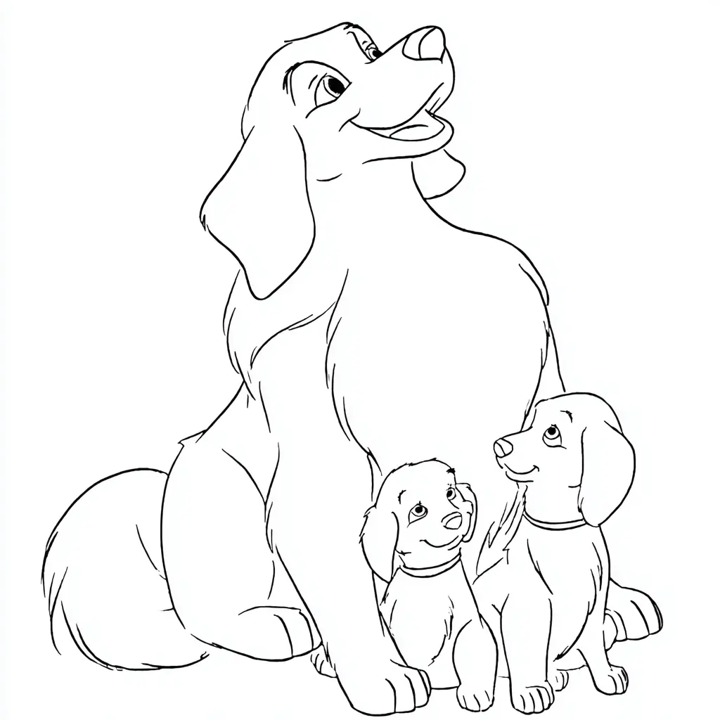 Dibujo de familia de dibujos golden retriever para colorear Dibujo de familia de dibujos golden retriever para colorear