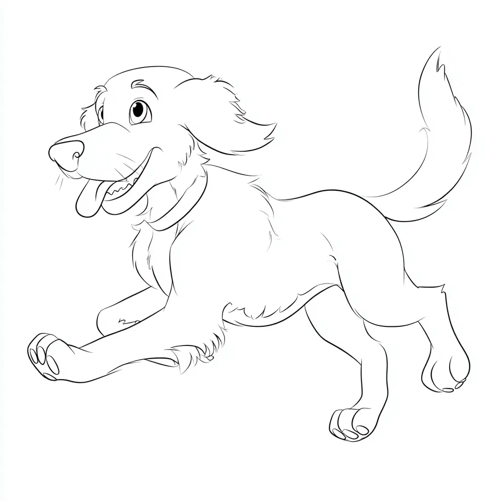 Dibujo de golden retriever cartoon corriendo para colorear Dibujo de golden retriever cartoon corriendo para colorear