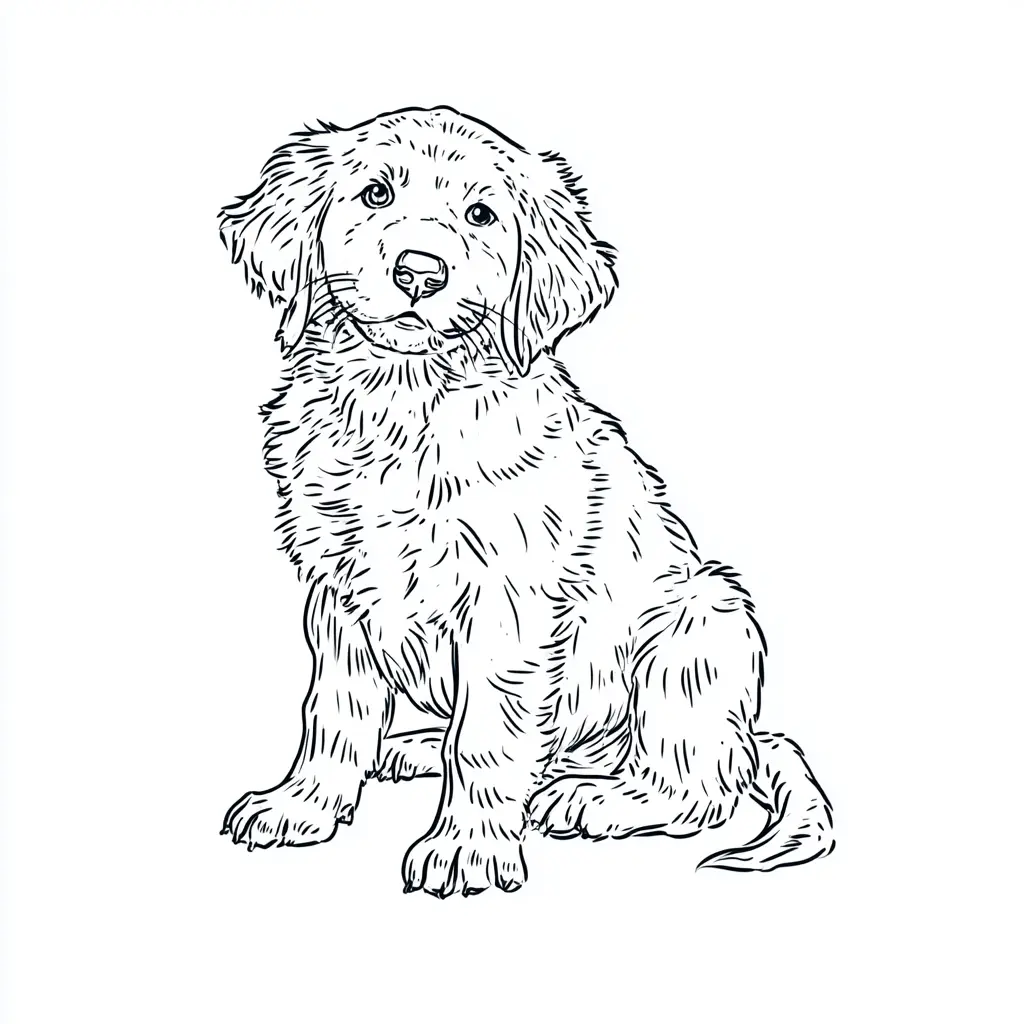 Dibujo de golden retriever estilo sketch para colorear Dibujo de golden retriever estilo sketch para colorear