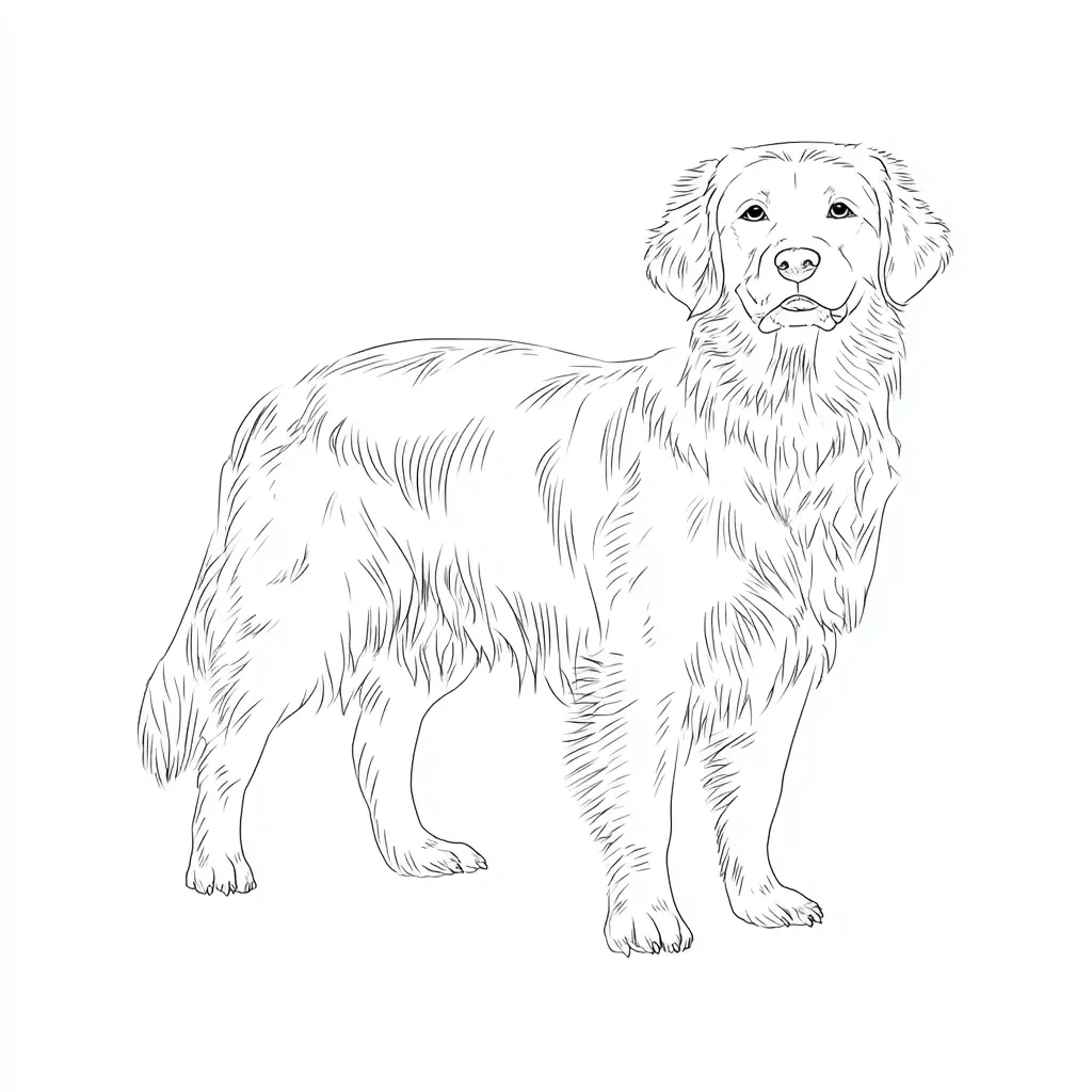 Dibujo de golden retriever estilo naturalista para colorear Dibujo de golden retriever estilo naturalista para colorear