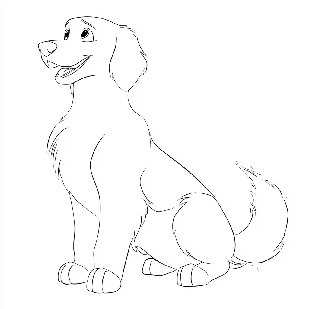 Dibujo de golden retriever de línea fina para colorear Dibujo de golden retriever de línea fina para colorear