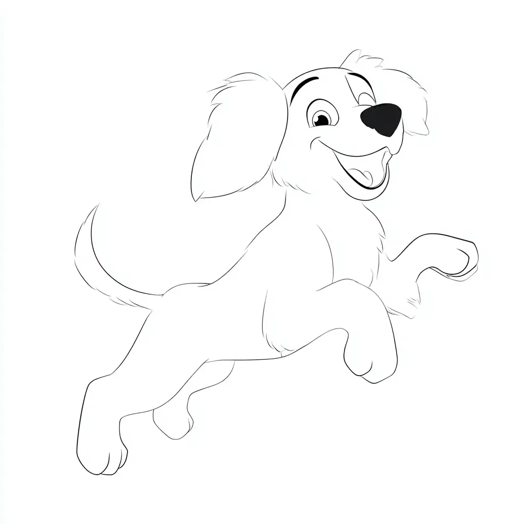 Dibujo de golden retriever cartoon dinámico para colorear Dibujo de golden retriever cartoon dinámico para colorear