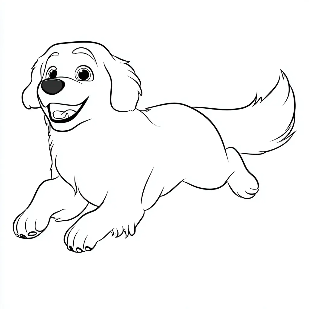 Dibujo de golden retriever estilo animación para colorear Dibujo de golden retriever estilo animación para colorear