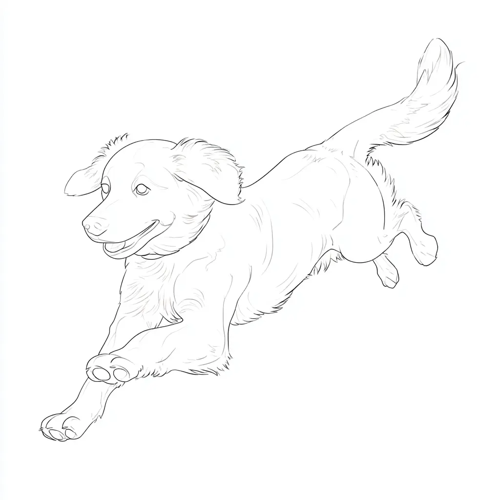 Dibujo de golden retriever contorno detallado para colorear Dibujo de golden retriever contorno detallado para colorear