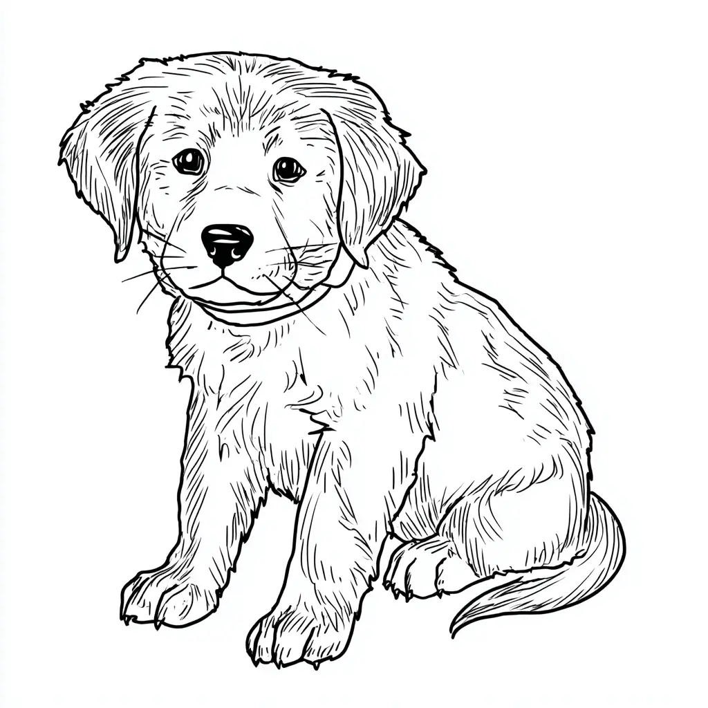 Dibujo de golden retriever estilo lineal para colorear Dibujo de golden retriever estilo lineal para colorear