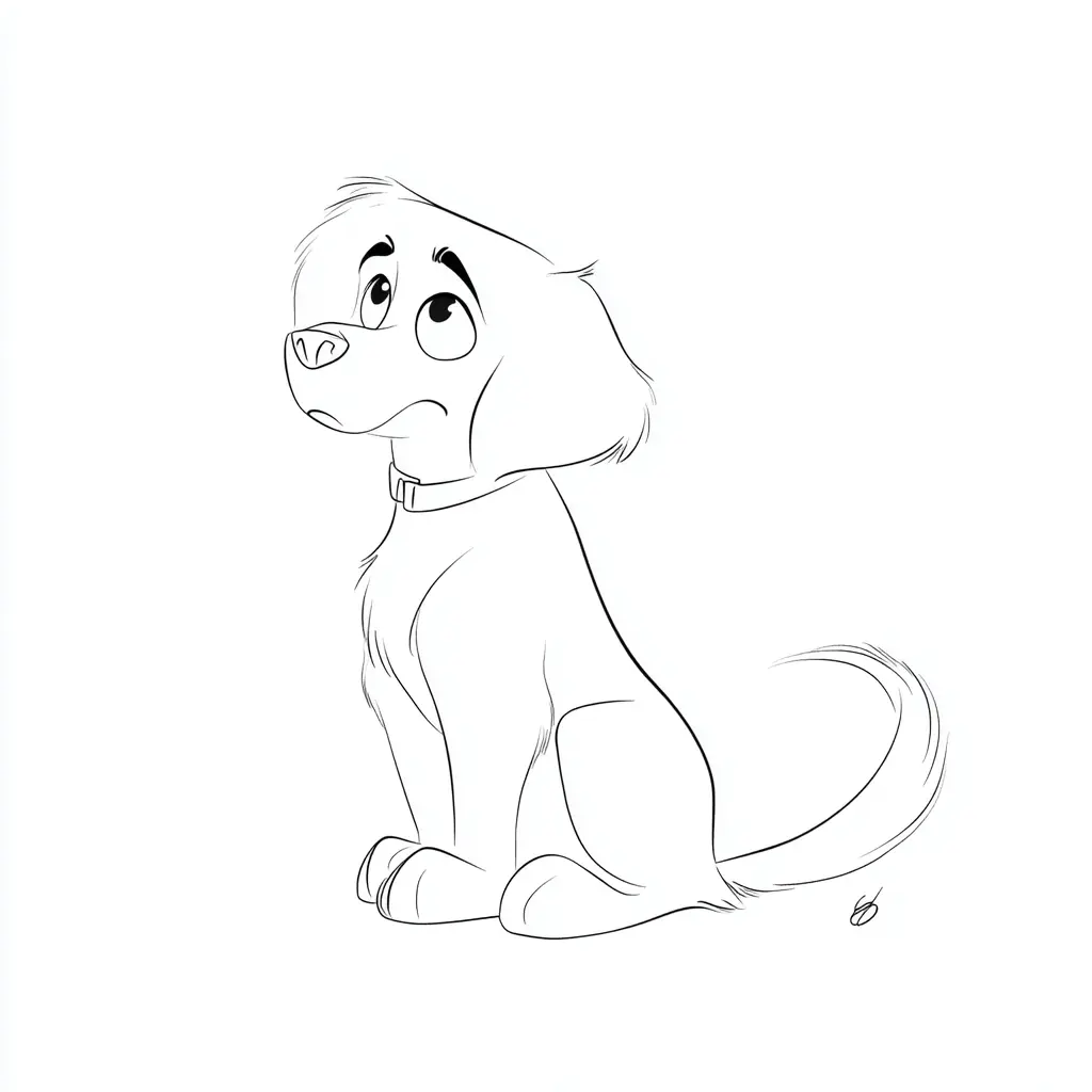 Dibujo de caricatura de golden retriever expresivo para colorear Dibujo de caricatura de golden retriever expresivo para colorear