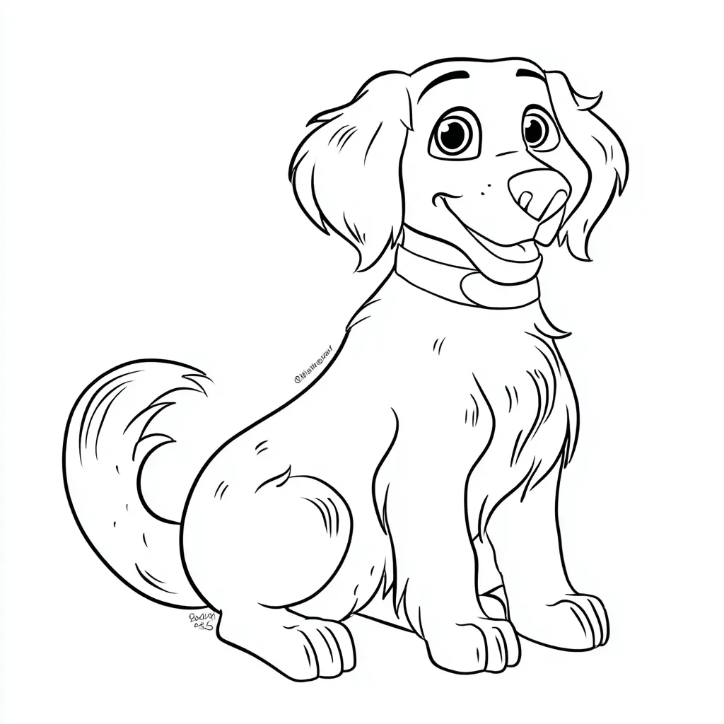 Dibujo de pose alegre de golden retriever para colorear Dibujo de pose alegre de golden retriever para colorear