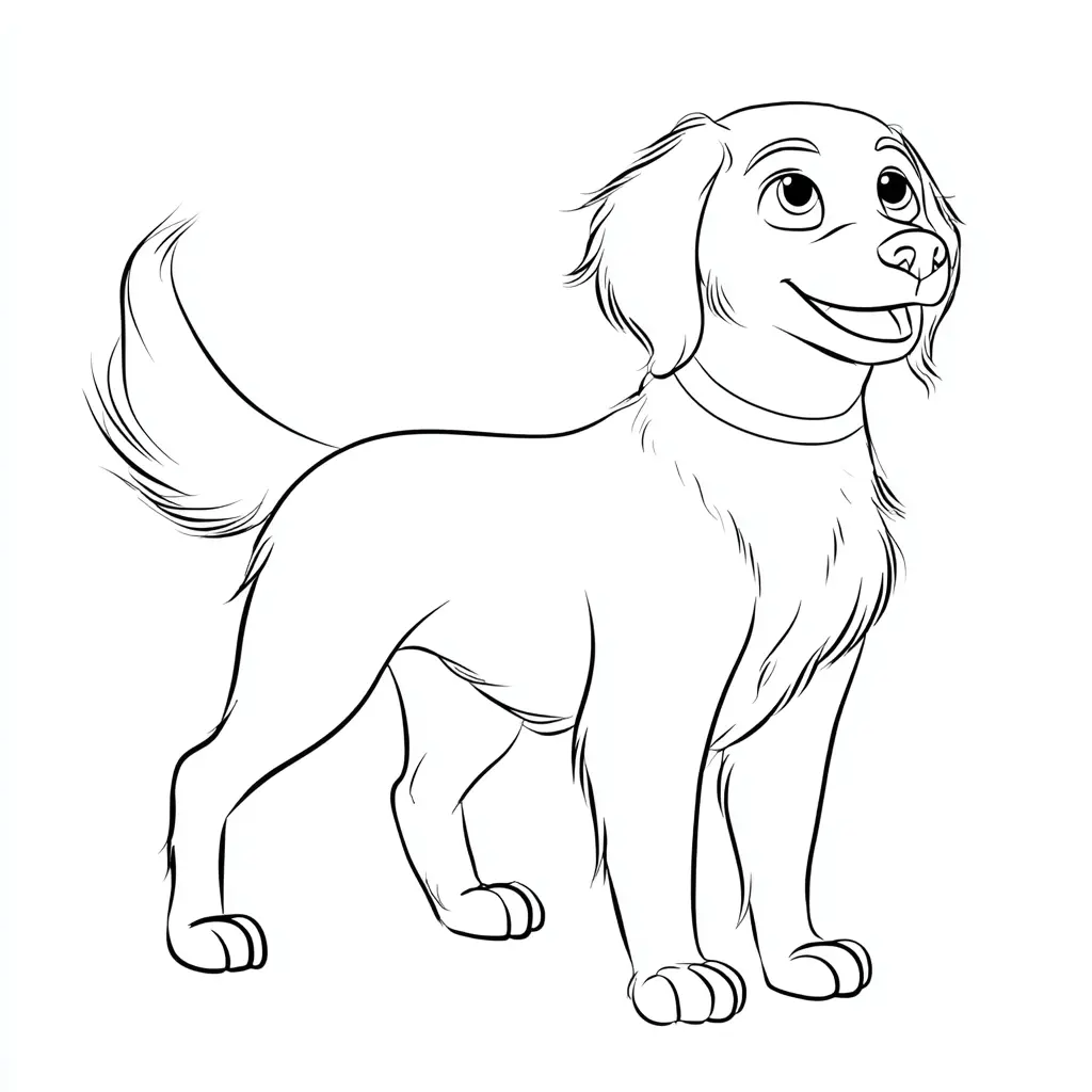 Dibujo de golden retriever con efecto pelaje para colorear Dibujo de golden retriever con efecto pelaje para colorear