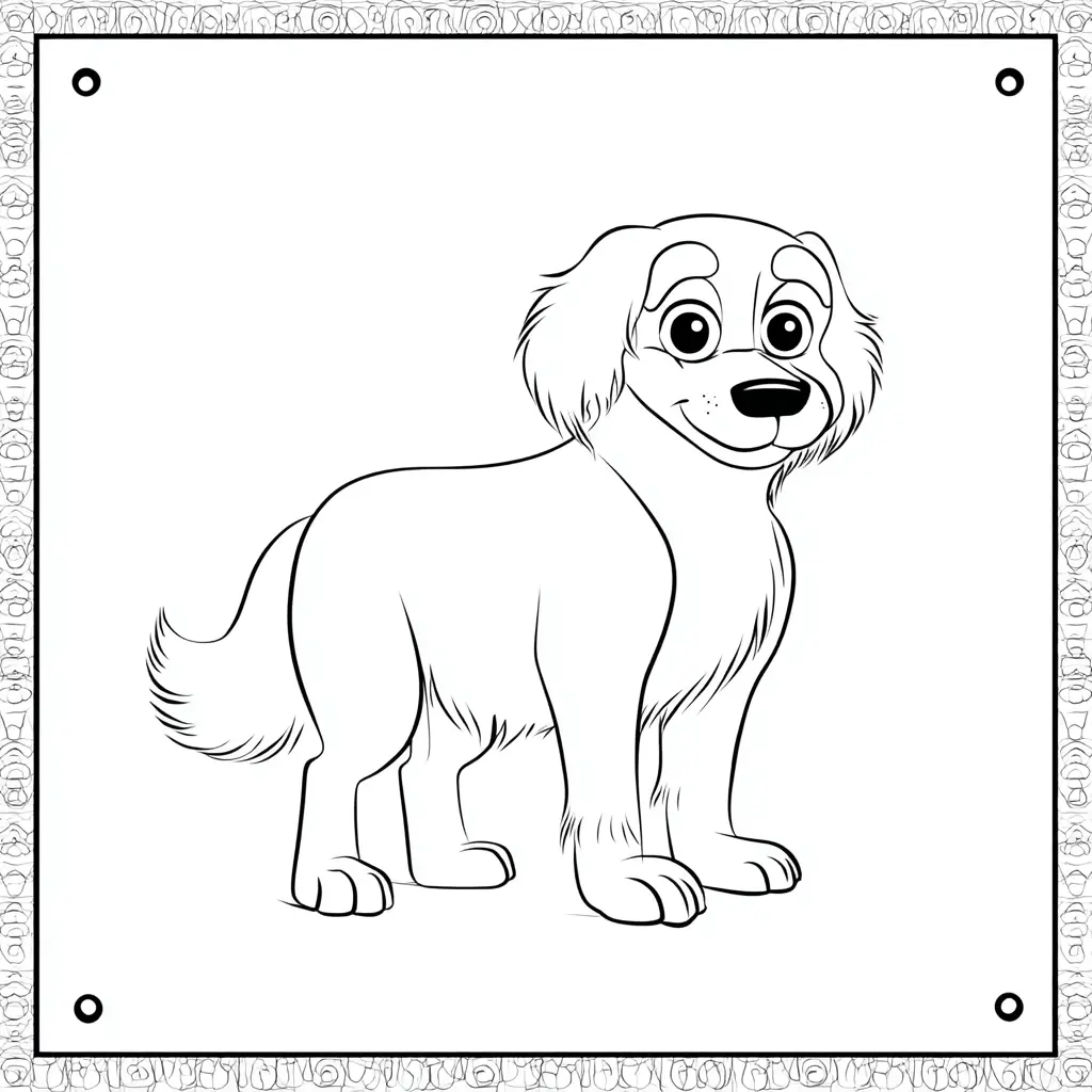 Dibujo de placa cartoon de golden retriever para colorear Dibujo de placa cartoon de golden retriever para colorear