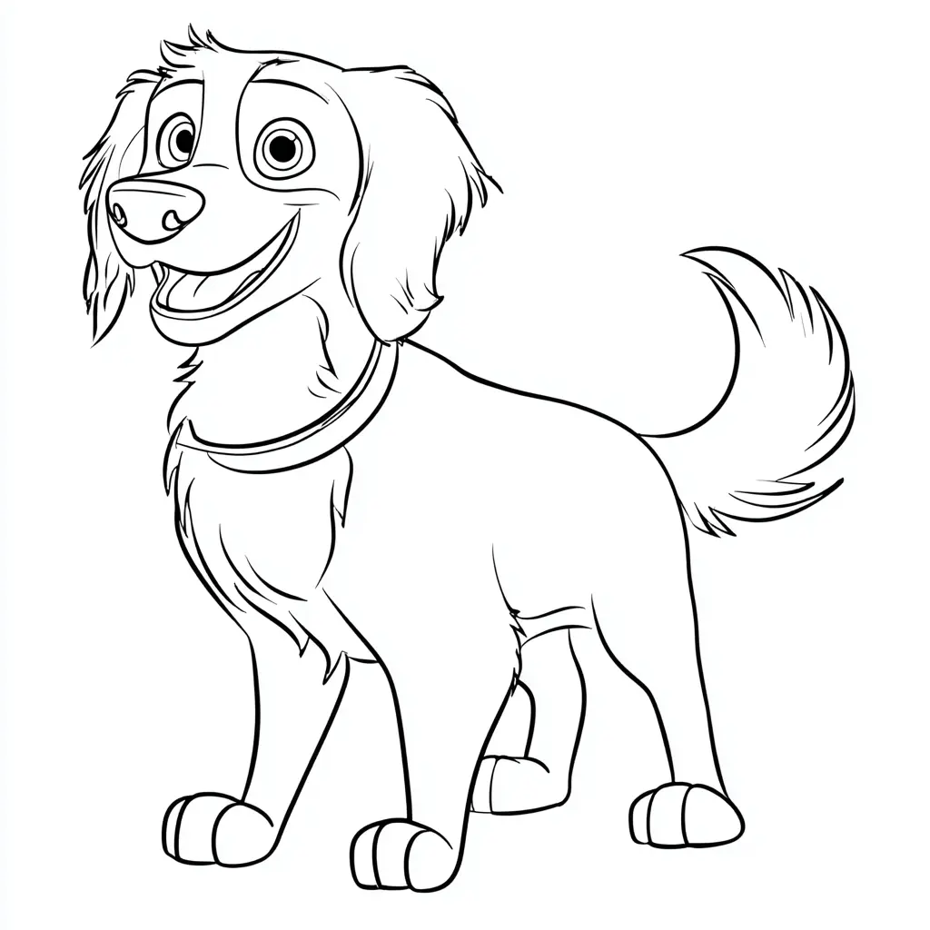 Dibujo de golden retriever con textura de pelo para colorear Dibujo de golden retriever con textura de pelo para colorear