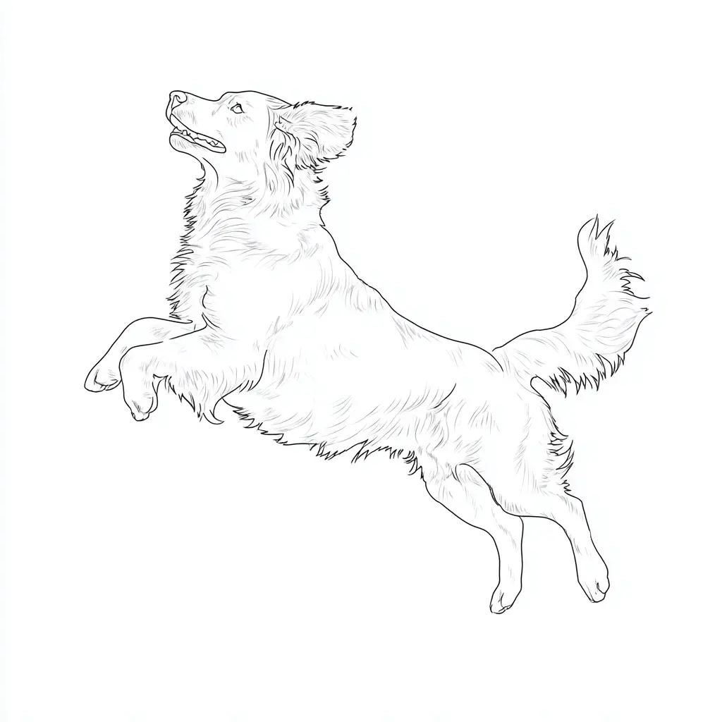 Dibujo de golden retriever de estilo realista para colorear Dibujo de golden retriever de estilo realista para colorear