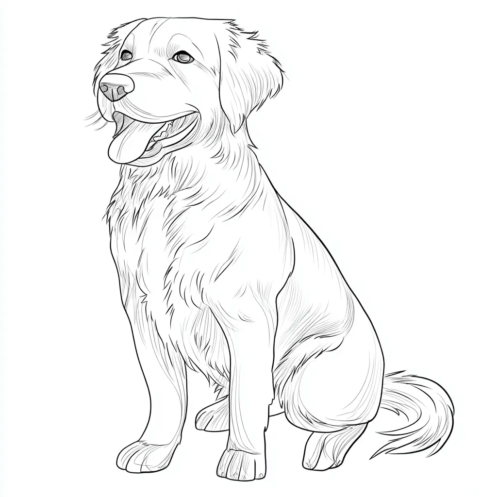 Dibujo de golden retriever estilo line art para colorear Dibujo de golden retriever estilo line art para colorear