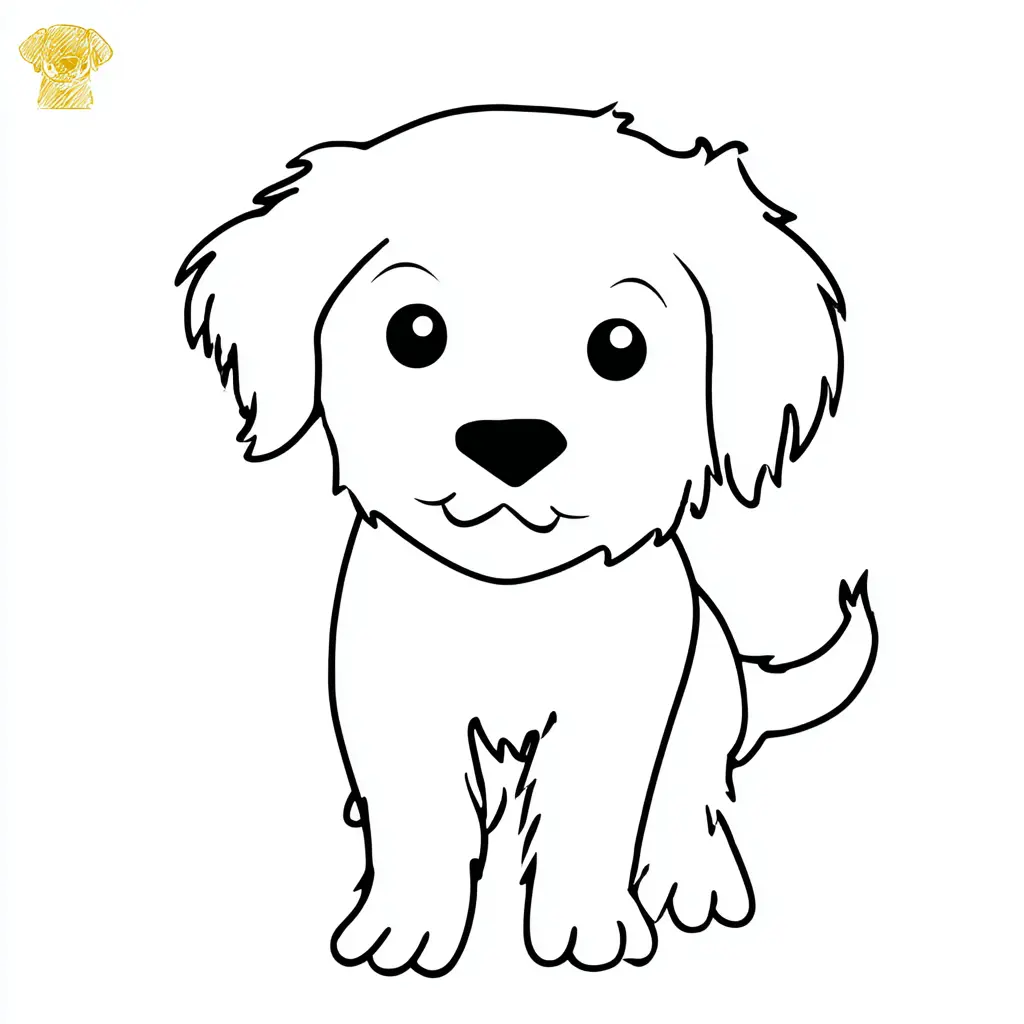 Dibujo de contorno infantil de golden retriever para colorear Dibujo de contorno infantil de golden retriever para colorear