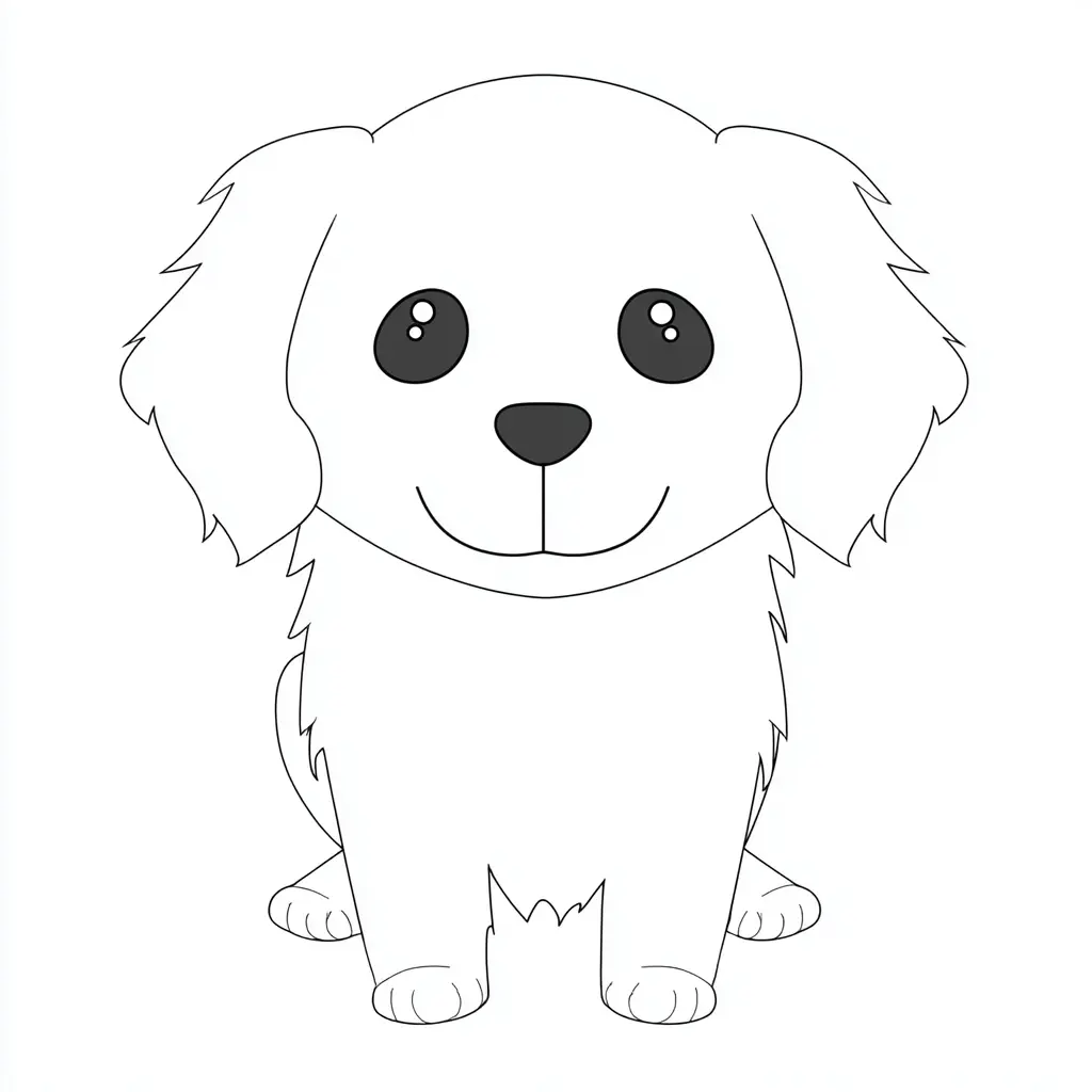 Dibujo de figura kawaii de cachorro golden retriever para colorear Dibujo de figura kawaii de cachorro golden retriever para colorear