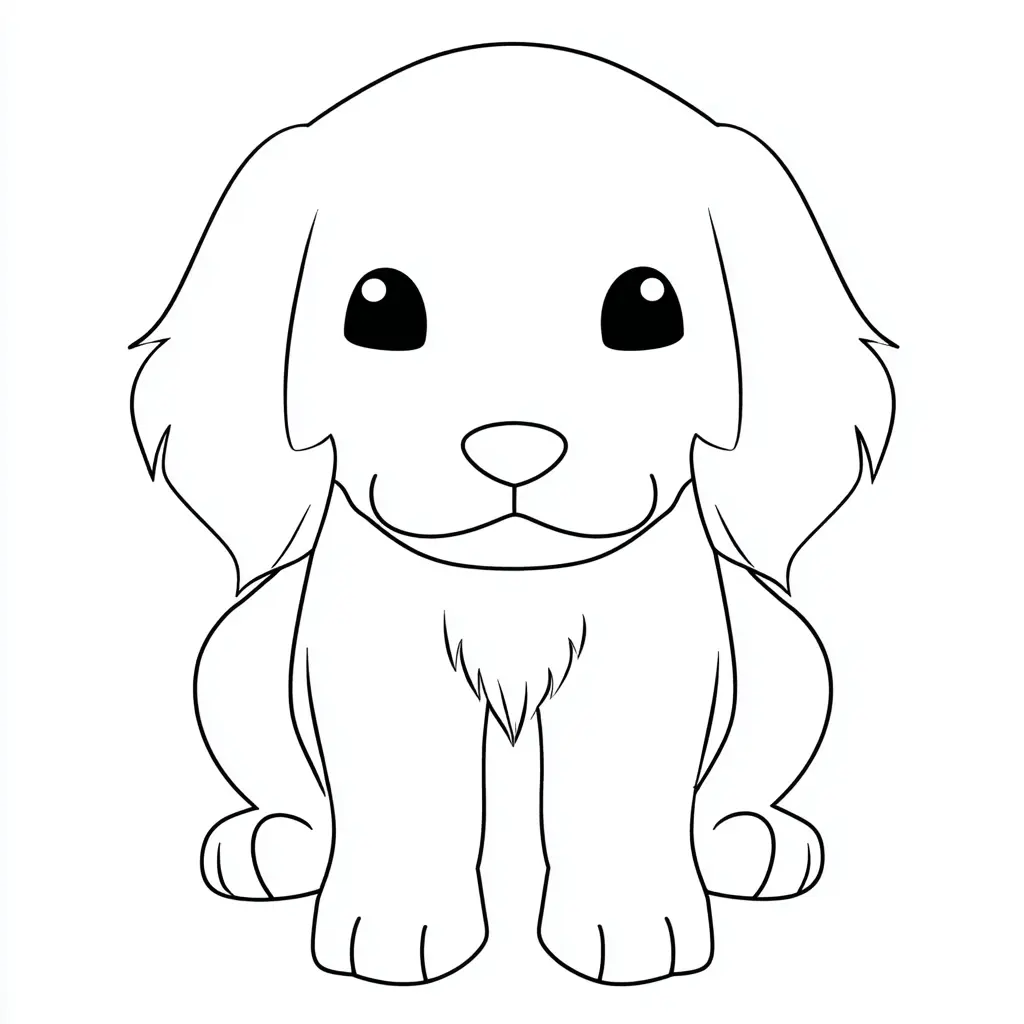 Dibujo de forma infantil de golden retriever para colorear Dibujo de forma infantil de golden retriever para colorear