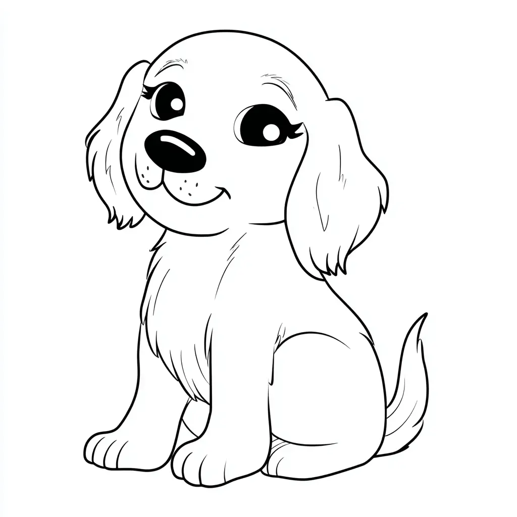 Dibujo de golden retriever kawaii adorable para colorear Dibujo de golden retriever kawaii adorable para colorear