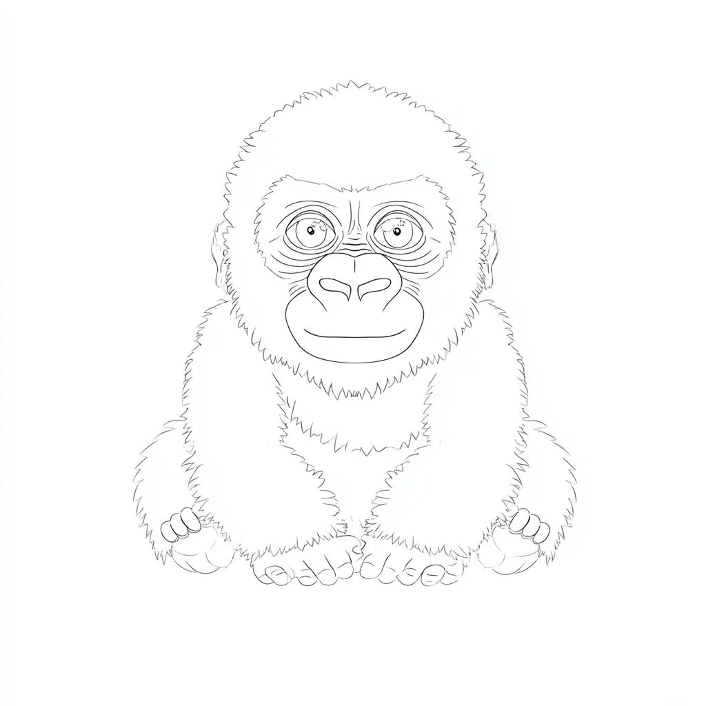 Dibujo de gorila de trazo fino para colorear Dibujo de gorila de trazo fino para colorear
