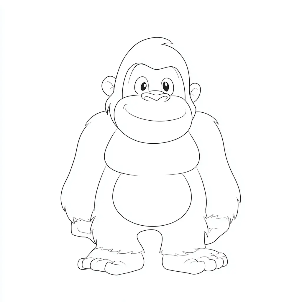 Dibujo de gorila cartoon sonriendo para colorear Dibujo de gorila cartoon sonriendo para colorear
