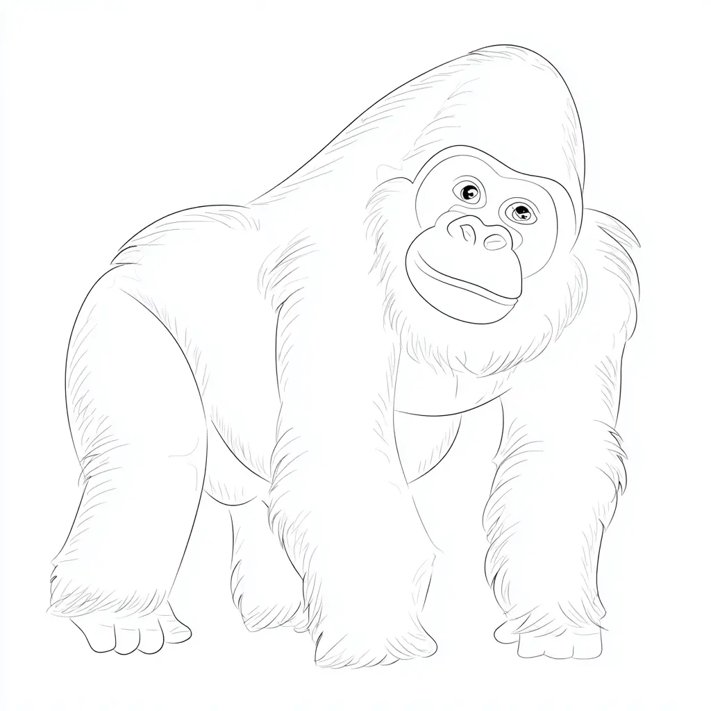 Dibujo de gorila a lápiz para colorear Dibujo de gorila a lápiz para colorear