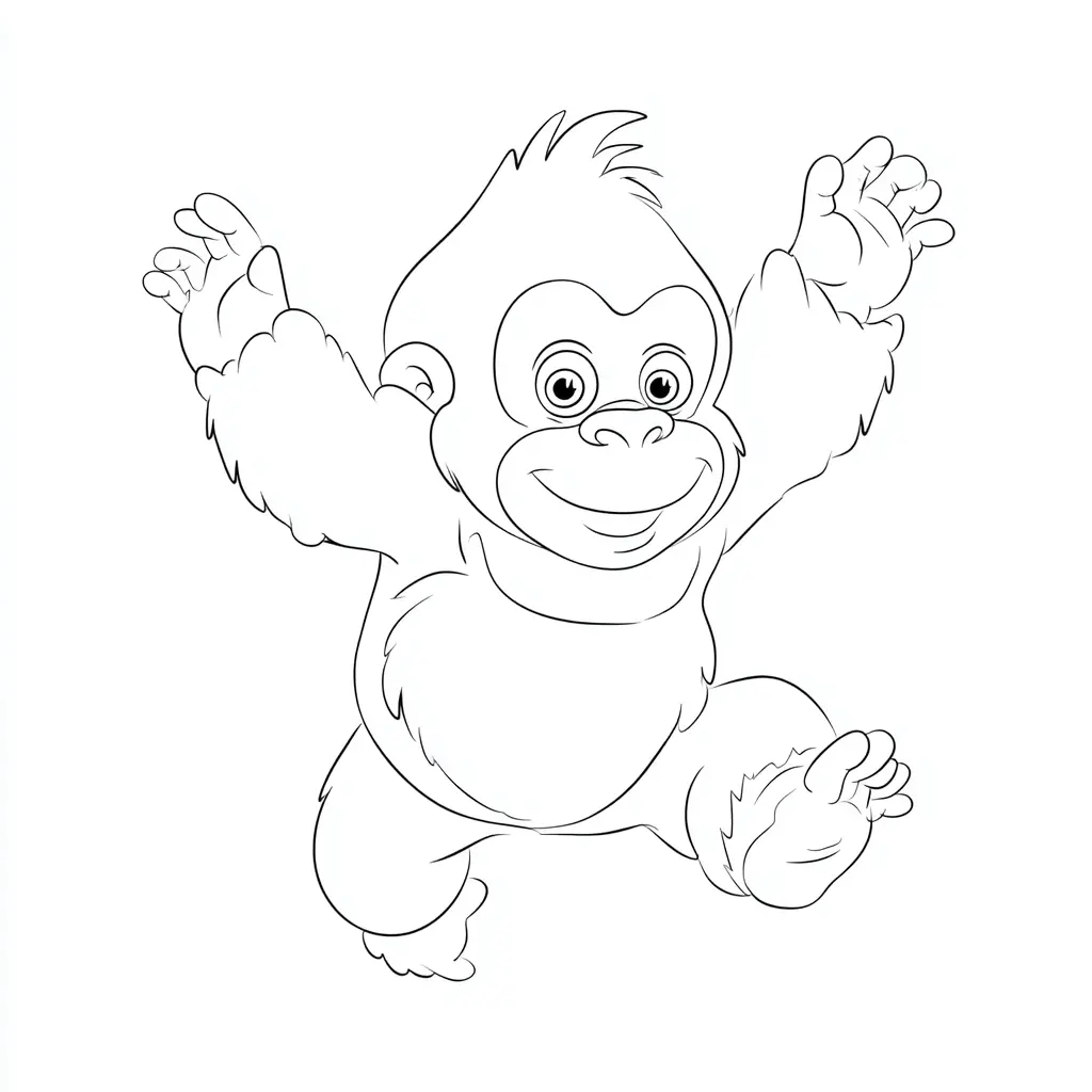 Dibujo de pequeño gorila juguetón para colorear Dibujo de pequeño gorila juguetón para colorear