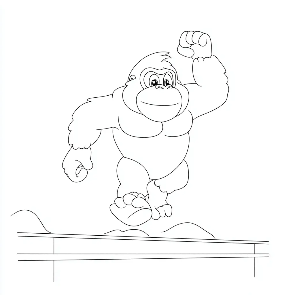 Dibujo de gorila cartoon corriendo para colorear Dibujo de gorila cartoon corriendo para colorear