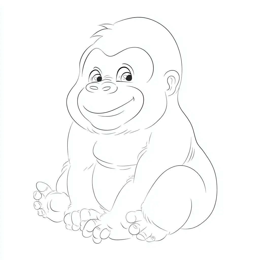 Dibujo de bebé gorila adorable para colorear Dibujo de bebé gorila adorable para colorear