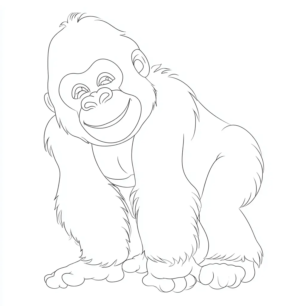 Dibujo de pequeño gorila sonriendo para colorear Dibujo de pequeño gorila sonriendo para colorear